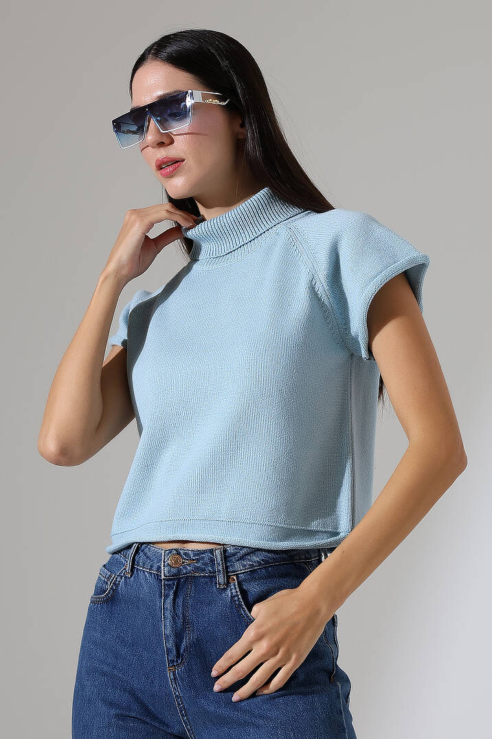 Balıkçı Yaka Kısa Kollu Triko Kazak Kadın Slim Fit Yumuşak Dokulu Şık Günlük Kazak - 4