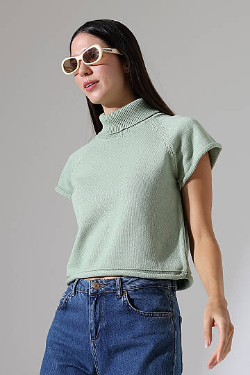 Balıkçı Yaka Kısa Kollu Triko Kazak Kadın Slim Fit Yumuşak Dokulu Şık Günlük Kazak - 2