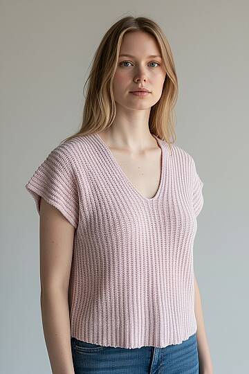Oversize V Yaka Triko Bluz %100 Pamuk