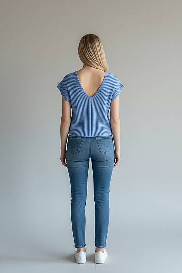 Oversize V Yaka Triko Bluz %100 Pamuk - 7