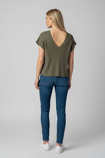 Oversize V Yaka Triko Bluz %100 Pamuk - 9
